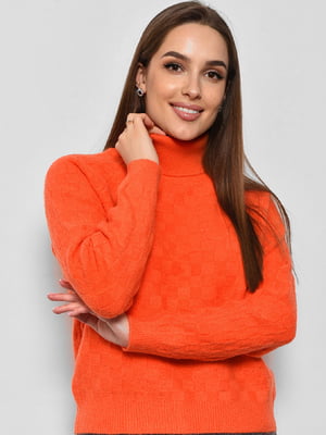 Базовий светр помаранчевого кольору з високим коміром | 6808764