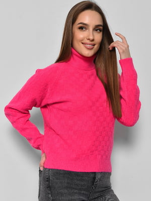 Рожевий базовий светр з високим коміром | 6808765