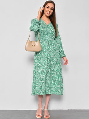 Сукня зеленого кольору з принтом | 6809019