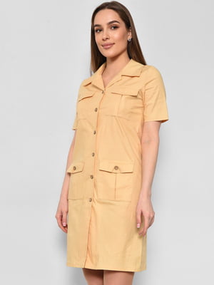 Сукня-сорочка однотонна жовтого кольору | 6809027