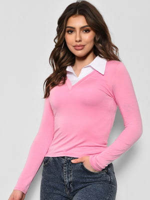 Рожева блуза з білим комірцем | 6809077