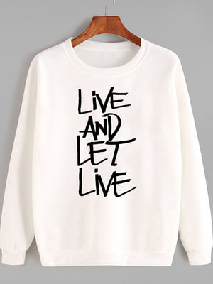 Світшот білий Live and let live | 6809720