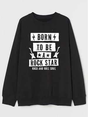 Світшот чорний Born to be a rock star | 6809735