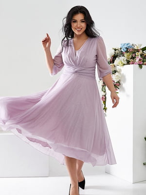 Сукня-міді лавандового кольору з блискітками | 6809871
