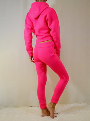 Трикотажний рожевий костюм на флісі: худі і джогери | 6810026