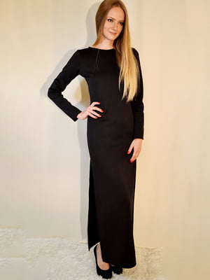 Довга чорна сукня з розрізами з боків | 6810037