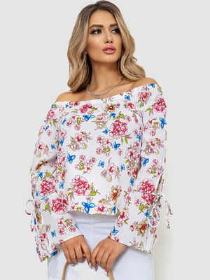 Белая блуза в цветочный принт | 6810241