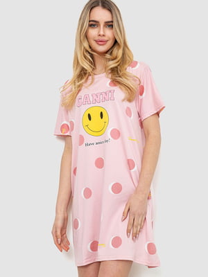 Светло-розовая ночная рубашка в принт | 6810544