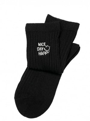 Чорні високі шкарпетки з написом | 6810667