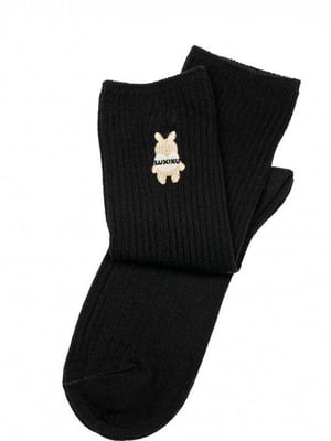 Чорні високі шкарпетки з вишитим декором | 6810671
