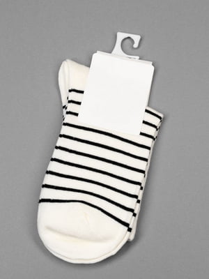 Білі бавовняні шкарпетки у смужку | 6810677