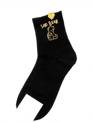 Чорні шкарпетки з сердечками та ведмедиками | 6810687