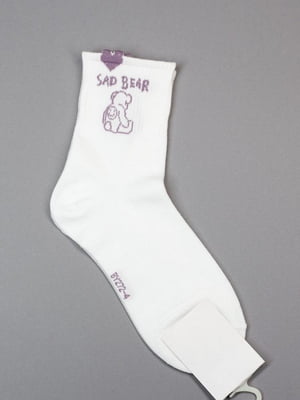 Білі шкарпетки з сердечками та ведмедиками | 6810689