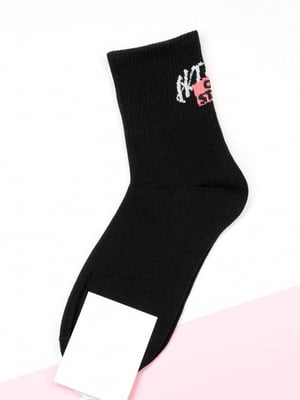 Бавовняні чорні шкарпетки з написом | 6810693