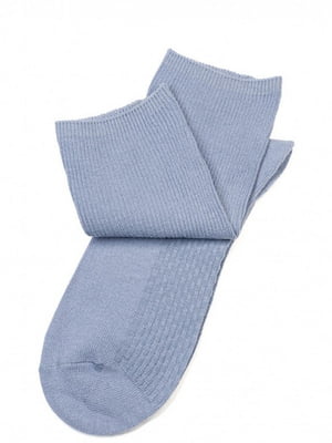 Блакитні фактурні шкарпетки з бавовни | 6810698