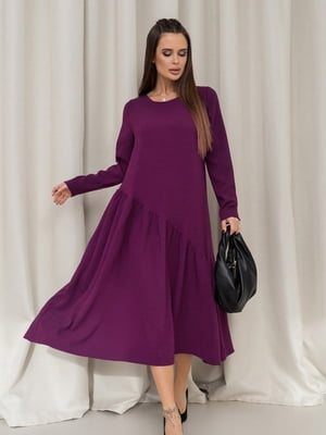 Фіолетова сукня з асиметричним воланом | 6810733