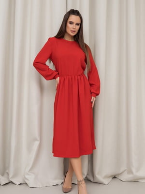 Червона класична сукня з довгими рукавами | 6810781