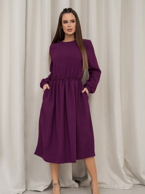 Фіолетова класична сукня з довгими рукавами | 6810782