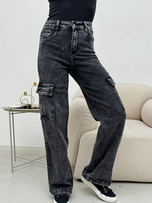 Сірі вільні джинси карго з кишенями | 6810825