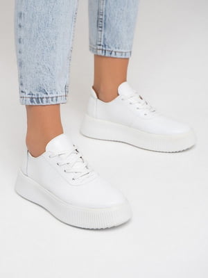 Білі однотонні кросівки зі шкіри | 6810962