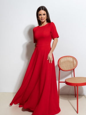 Червона довга сукня з розкльошеним низом | 6811011