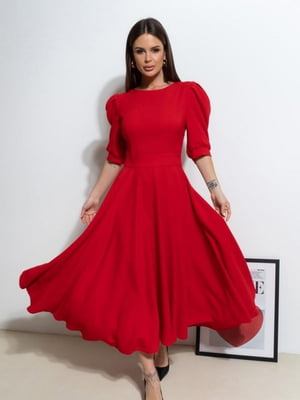 Червона сукня з декоративною спинкою | 6811020