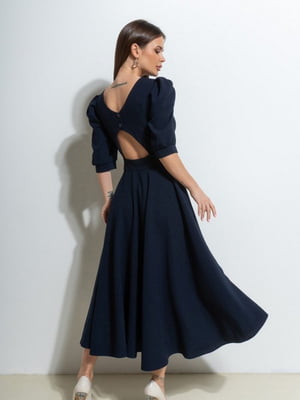 Темно-синя сукня з декоративною спинкою | 6811021