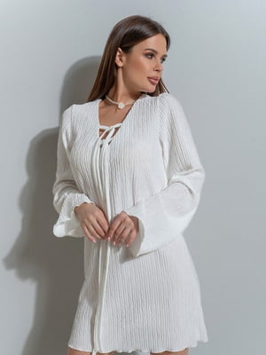 Еластична сукня з білої жатки | 6811030