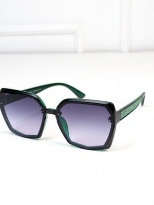Зелено-чорні окуляри з геометричною оправою | 6811215