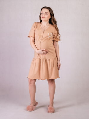 Сукня для вагітних гірчичного кольору з рюшами | 6811278