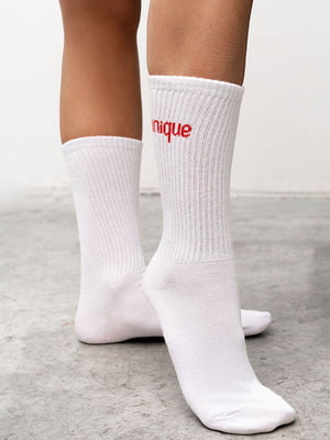 Шкарпетки білого кольору з принтом UNIQUE | 6811338