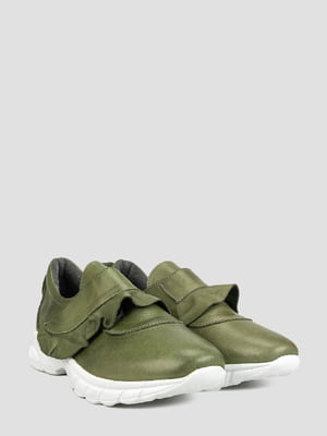 Кожаные кроссовки оливкового цвета | 6812092