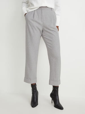 Укороченые шерстяные брюки цвета серый меланж | 6811382