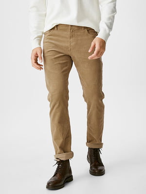 Бежевые вельветовые брюки в рубчик | 6811455