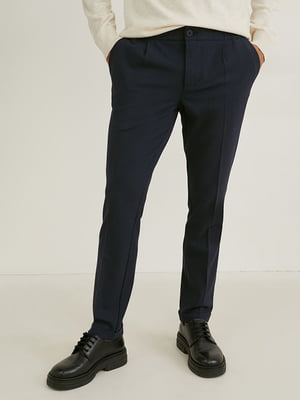 Класичні темно-сині штани з підгорнутими штанинами | 6811651