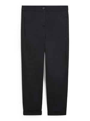 Чорні звужені штани з підгорнутими штанинами | 6811655