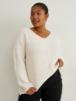 Вязаный пуловер кремового цвета | 6811704