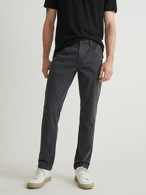 Бавовняні темно-сірі штани прямого фасону | 6811776