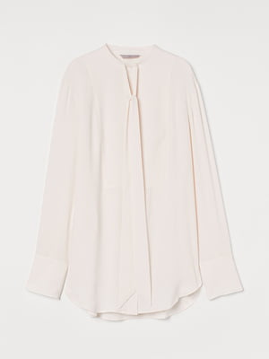 Подовжена асиметрична блуза кремового кольору | 6811936