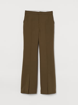 Расклешенные коричневые брюки с разрезами | 6812016