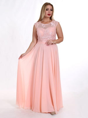Вечірня сукня персикового кольору в підлогу | 6764677