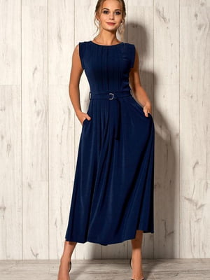 Сукня синя довжини міді “Міорі” | 6765010