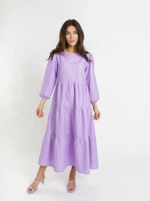 Сукня ярусна лляна міді фіолетова | 6765188