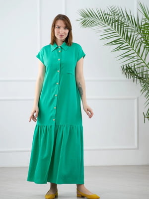 Сукня лляна міді зелена | 6765209