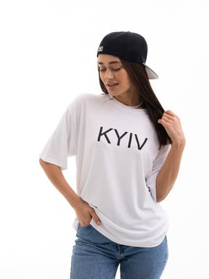 Футболка з українським принтом "KYIV" біла  | 6765217