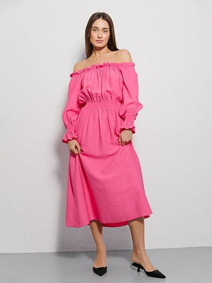 Сукня з відкритими плечима максі рожева | 6765577