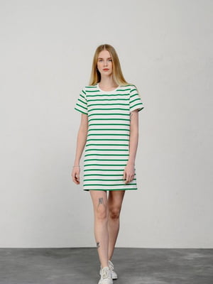 Сукня міні в зелену смужку | 6765607