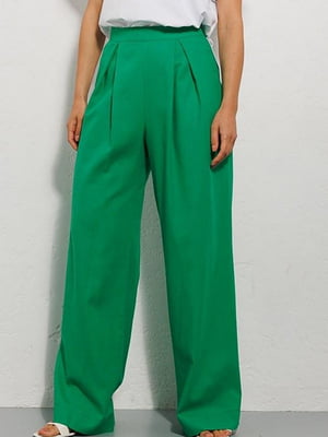 Лляні штани-палаццо зеленого кольору | 6765622