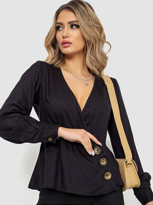Чорна блуза з V-подібним вирізом | 6810240