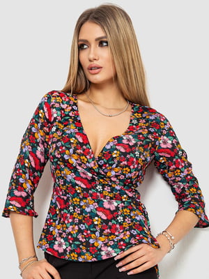 Яркая блуза с V-образным вырезом | 6810243